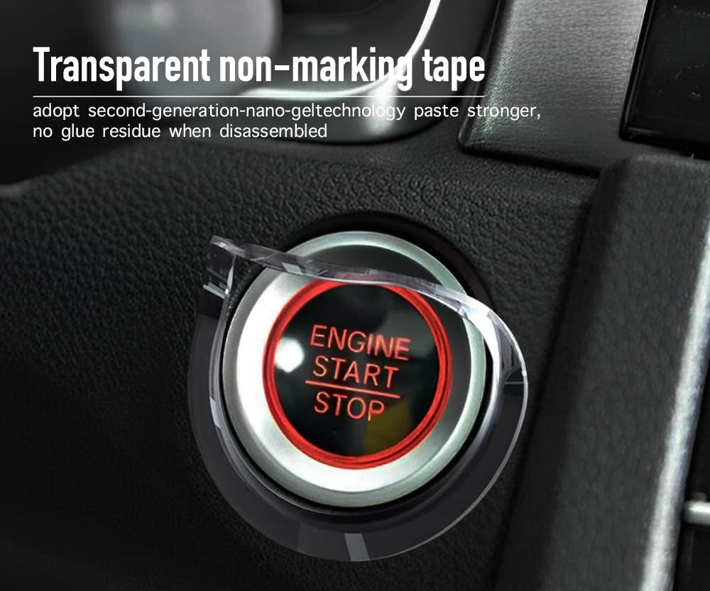 Car Start Stop Button Cover. Engine Start Stop Cover Protection. Compatible with Most Cars. Available in Red and Black. A Great Car Interior Accessories.