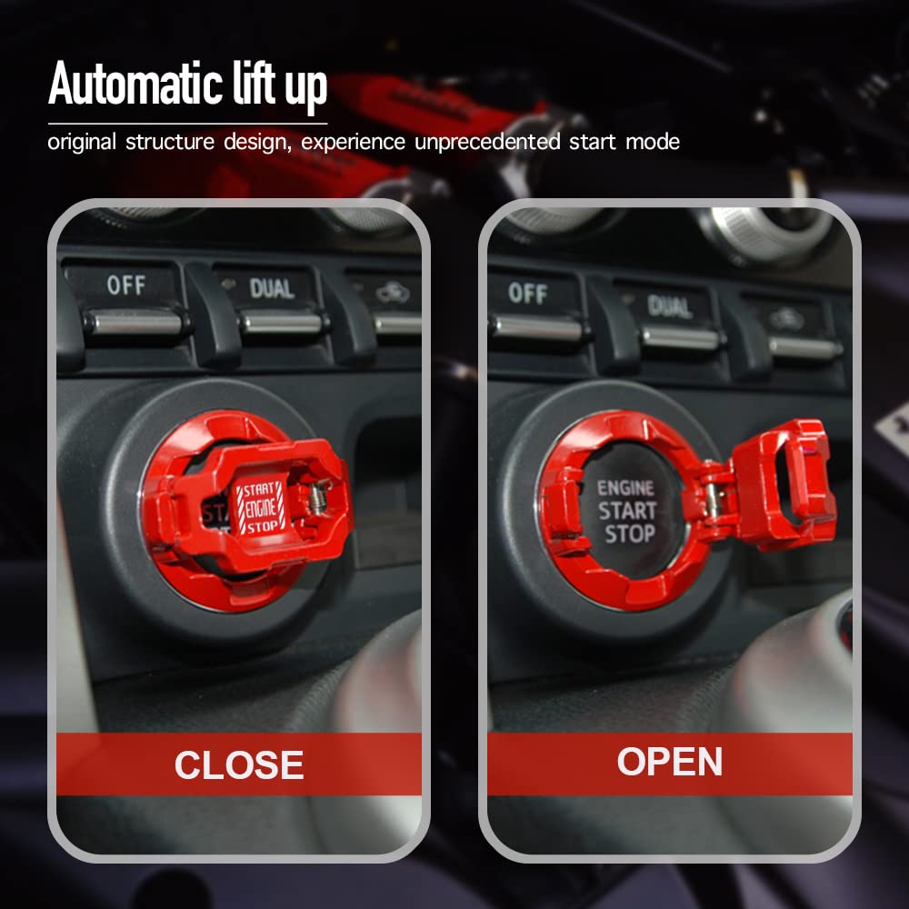 Car Start Stop Button Cover. Engine Start Stop Cover Protection. Compatible with Most Cars. Available in Red and Black. A Great Car Interior Accessories.