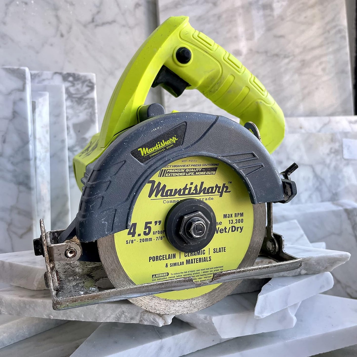 Mantisharp - General Purpose Continuous Rim Diamond Blade,4-1/2 inch,for Angle Grinders & Tile Saws,Porcelain, Ceramic, Slate, and Other Masonry. 5/8”, 20mm & 7/8” Arbor