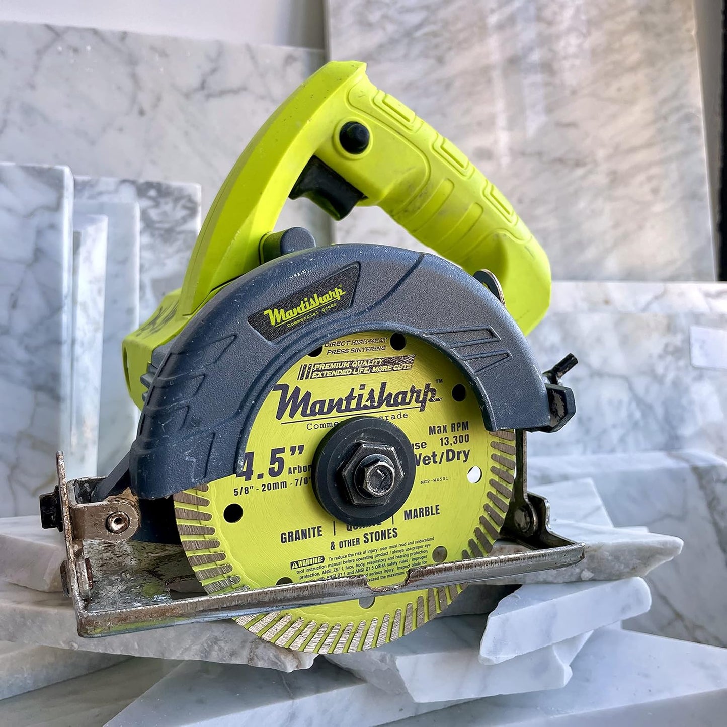 Mantisharp - General Purpose Turbo Rim Diamond Blade,4-1/2 inch, for Angle Grinders & Tile Saws, Granite, Quartz, Marble and Other Masonry, 5/8”, 20mm & 7/8” Arbors
