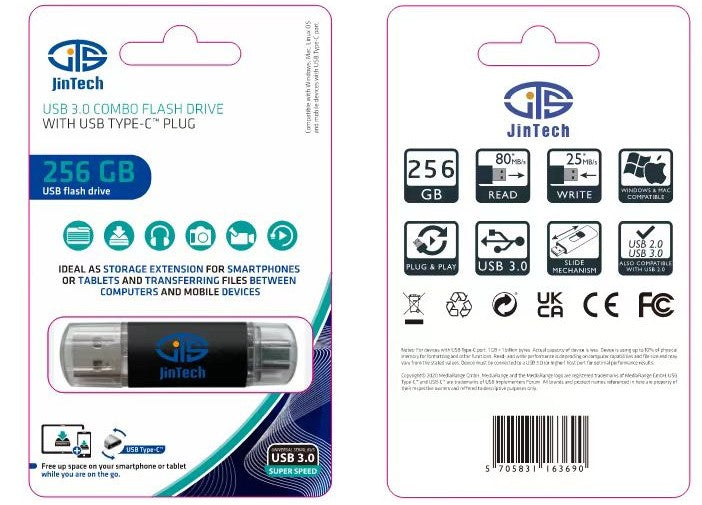 256GB USB to USB-C Flash Drive  2- Pack