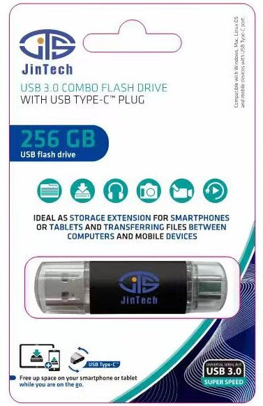 256GB USB to USB-C Flash Drive  2- Pack